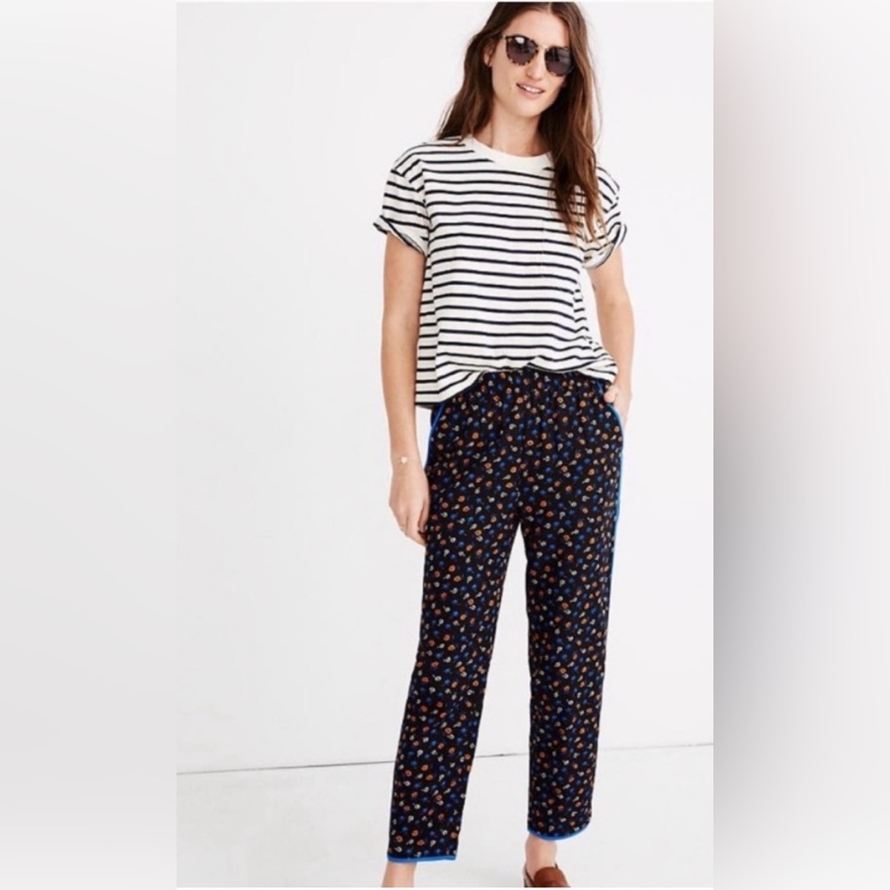 MADEWELL Women's Black Tiny Floral Prairie Posies Track Trouser Pants XXS